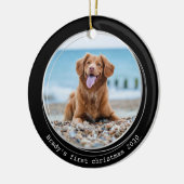 シンプルペット写真パーソナライズされた犬好きクリスマス セラミックオーナメント (左)