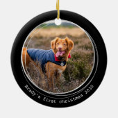 シンプルペット写真パーソナライズされた犬好きクリスマス セラミックオーナメント (裏面)