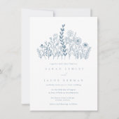 シンプルペリウィンクルワイルドフラワー庭園の結婚式 招待状 (正面)