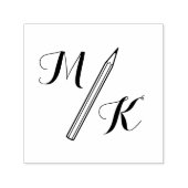 シンプルペンシルモノグラムイニシャル セルフインキングスタンプ (デザイン)