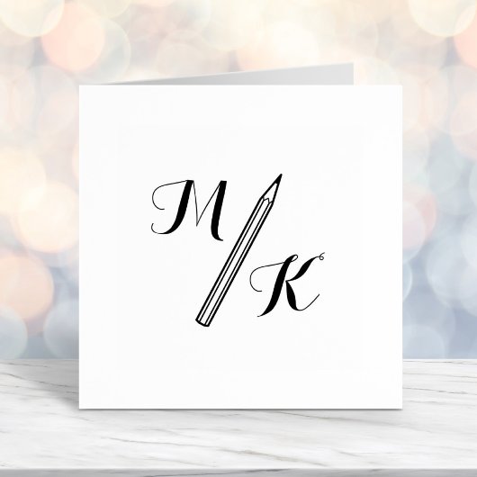 シンプルペンシルモノグラムイニシャル セルフインキングスタンプ