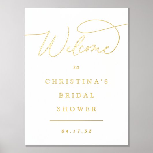 シンプルホイルエレガントスクリプトイベントウェルカムサイン 箔ポスター (正面)