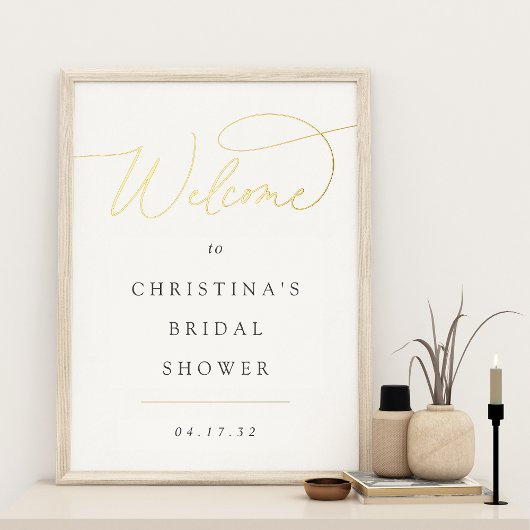 シンプルホイルエレガントスクリプトイベントウェルカムサイン 箔ポスター