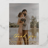 シンプルホイル書の結婚写真ありがとう 箔招待状 (正面)