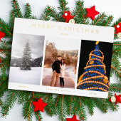 シンプルホイル3枚フォトメリークリスマス 箔シーズンカード