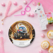 シンプルホイールモンスタートラック誕生日 ペーパープレート (パーティー)