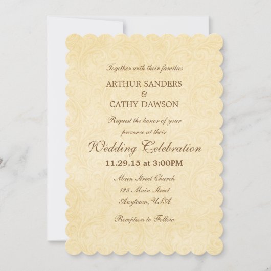 シンプルホタテのヴィンテージ結婚式招待状 招待状 (正面)