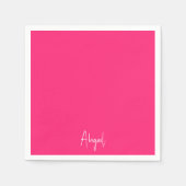 シンプルホットピンクのスクリプパーソナライズされたトカクテル スタンダードカクテルナプキン (正面)
