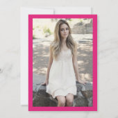 シンプルホットピンク写真サプライズ甘い16 招待状 (裏面)