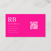 シンプルホットピンクQRコード 名刺 (裏面)