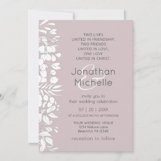 シンプルホッ葉クス結婚クリスチャン 招待状 (正面)