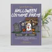 シンプルホラー不気味な子供ハロウィーンの衣装パーティー 招待状 (スタンド正面)