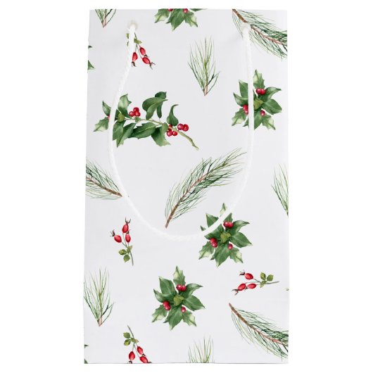 シンプルホリクラシックーベリーウォーター色クリスマス スモールペーパーバッグ (正面)