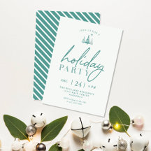 シンプルホリデークリスマスパーティの招待状グリーン