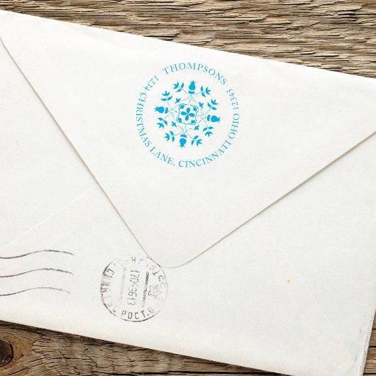 シンプルホリデー差出人住所スノーフレークエレガント セルフインキングスタンプ