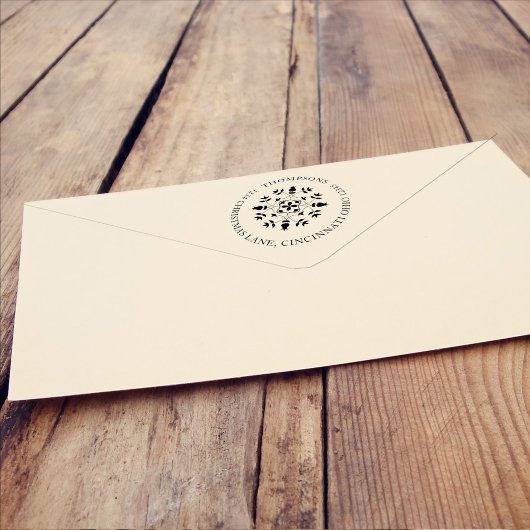 シンプルホリデー差出人住所スノーフレークエレガント セルフインキングスタンプ