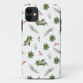 シンプルホリーモダンベリークリスマスパターン iPhone 11 ケース