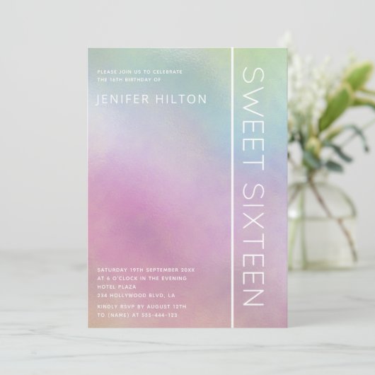 シンプルホログラフィエレガントックsweet sixteen 招待状 (スタンド正面)