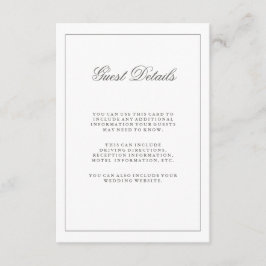 シンプルホワイトとグレイ結婚のゲスト情報 エンクロージャーカード
