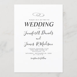 シンプルホワイトとリングや輪結婚ズ 招待状