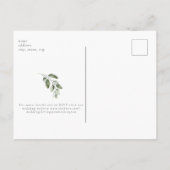 シンプルホワイトアジサイ葉書結婚式招待状 ポストカード (裏面)