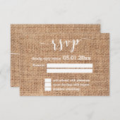 シンプルホワイトアンドバーラップ結婚式RSVPカード 出欠カード (正面/裏面)