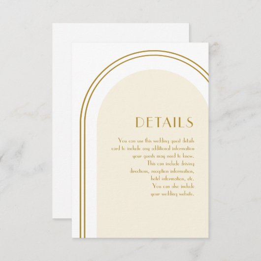 シンプルホワイトア結婚ーチズゲスト詳細 エンクロージャーカード (正面/裏面)