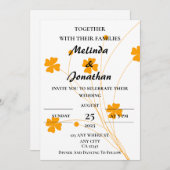 シンプルホワイトイエローフィールド花モノグラモダンム 招待状 (正面/裏面)