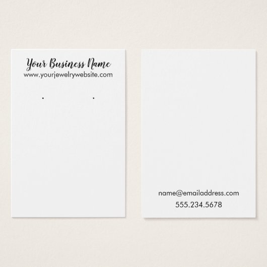 シンプルホワイトイヤリングホルダー表示カード (正面&裏面)