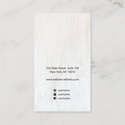 シンプルホワイトウッド追加ロゴ付きイヤリングディスプレイブシン 名刺 (裏面)