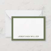 シンプルホワイトオリーブ文字名 ノートカード (裏面)