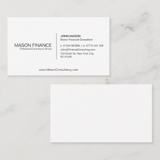 シンプルホワイトカスタマイズ可能な名刺テンプレート 名刺 (正面/裏面)