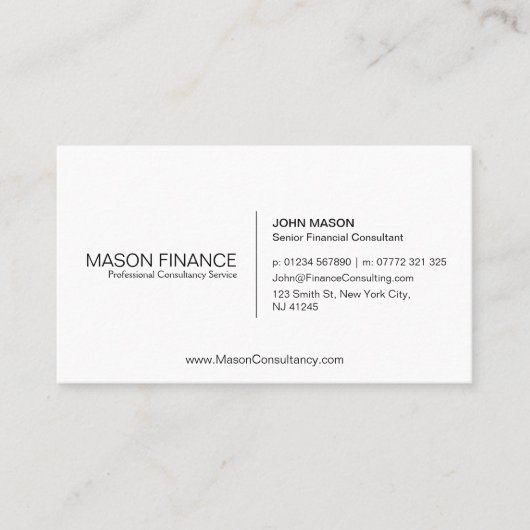 シンプルホワイトカスタマイズ可能な名刺テンプレート 名刺 (正面)