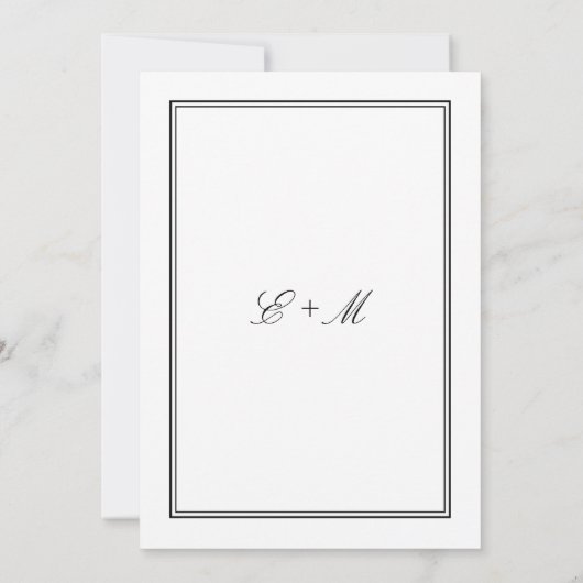 シンプルホワイトクラシックエレガントウェディング 招待状 (裏面)