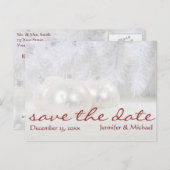 シンプルホワイトクリスマス冬の日付を保存 案内ポストカード (正面/裏面)