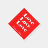 シンプルホワイトクリーン3 xラブ | ネオンレッド スタンダードカクテルナプキン (角)