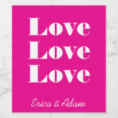 シンプルホワイトクリーン3 xラブ | ホットピンク ワインラベル (シングルラベル)