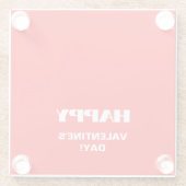 シンプルホワイトクリーンHappy Valentines Day | ネオンレッド ガラスコースター (裏面)