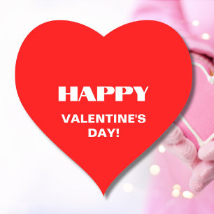 シンプルホワイトクリーンHappy Valentines Day ネオンレッド ハートシール