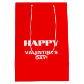 シンプルホワイトクリーンHappy Valentines Day | ネオンレッド ミディアムペーパーバッグ (裏面)