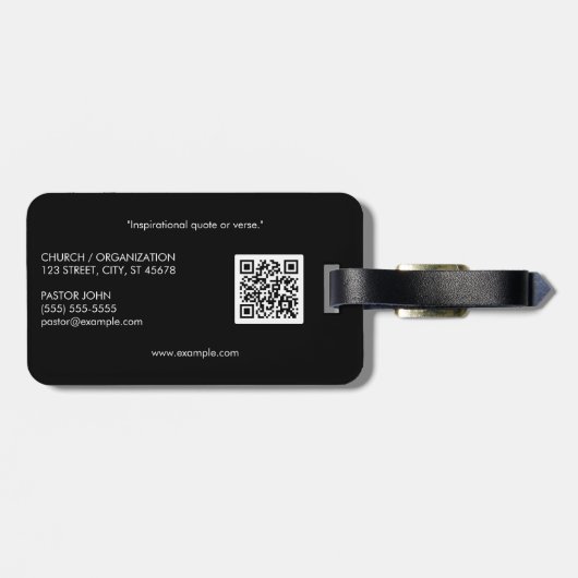 シンプルホワイトクロスブラック ラゲッジタグ (裏面横)