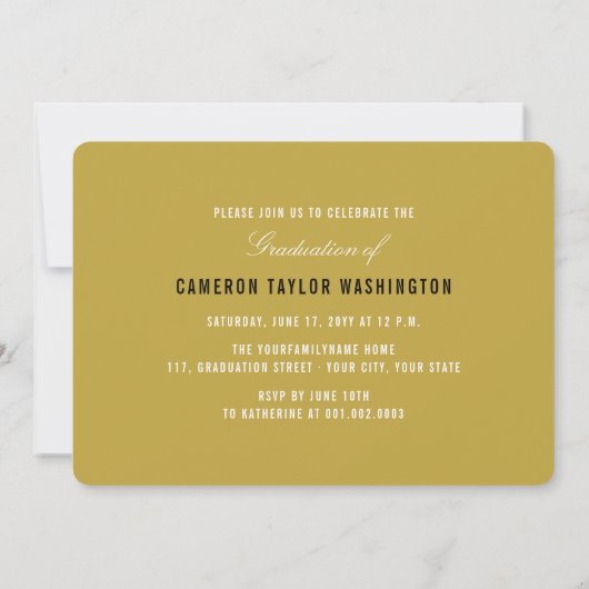 シンプルホワイトグラードオーバレイモダンド卒業パーティー 招待状 (裏面)