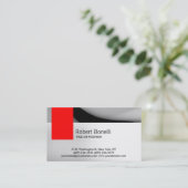 シンプルホワイトグレーレッドプレーンモダン名刺 名刺 (スタンド正面)