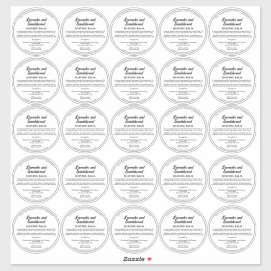 シンプルホワイトコスメティジャーびん蓋ラベル2.75インチ直径 シール (シート)