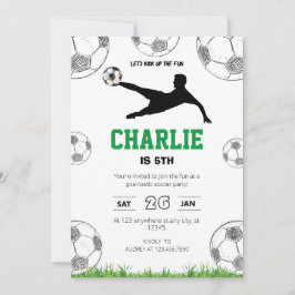 シンプルホワイトサッカー誕生日招待状 招待状