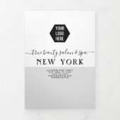 シンプルホワイトシルバーサロンスパロゴ価格表 三つ折り招待状 (カバー)