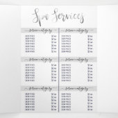 シンプルホワイトシルバーサロンスパロゴ価格表 三つ折り招待状 (内部中)