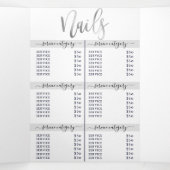 シンプルホワイトシルバーサロンスパ価格表 三つ折り招待状 (内部中)