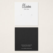 シンプルホワイトスクエアスタッドイヤリングディスプレイカード (正面&裏面)