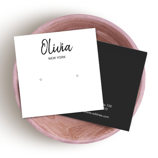 シンプルホワイトスクエアスタッドイヤリングディスプレイカード